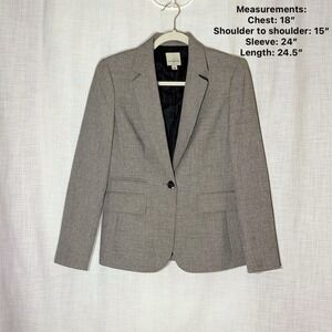 Anne Klein 2 Gray Micro Check Blazer Womens 6 Tailored One Button Career Jacket
